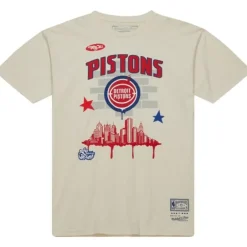 Men Mitchell & Ness T-Shirts & Tops-M&N X Tats Cru City Tee Detroit Pistons