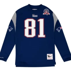 Men Mitchell & Ness T-Shirts & Tops-Name & Number Long Sleeve Tee New England Patriots 2009 Randy Moss