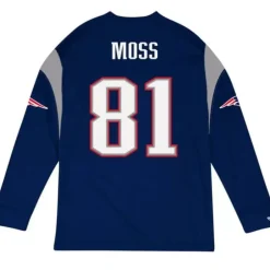 Men Mitchell & Ness T-Shirts & Tops-Name & Number Long Sleeve Tee New England Patriots 2009 Randy Moss