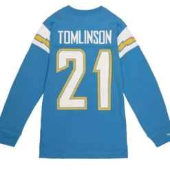 Men Mitchell & Ness T-Shirts & Tops-Name & Number Long Sleeve Tee San Diego Chargers 2009 Ladainian Tomlinson