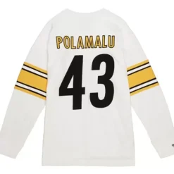 Men Mitchell & Ness T-Shirts & Tops-Name & Number Long Sleeve Tee Pittsburgh Steelers 2006 Troy Polamalu