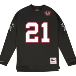 Men Mitchell & Ness T-Shirts & Tops-Name & Number Longsleeve Atlanta Falcons Deion Sanders