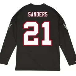 Men Mitchell & Ness T-Shirts & Tops-Name & Number Longsleeve Atlanta Falcons Deion Sanders