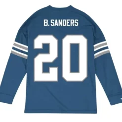 Men Mitchell & Ness T-Shirts & Tops-Name & Number Longsleeve Detroit Lions 1993 Barry Sanders