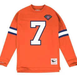 Men Mitchell & Ness T-Shirts & Tops-Name & Number Longsleeve Denver Broncos John Elway