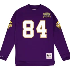 Men Mitchell & Ness T-Shirts & Tops-Name & Number Longsleeve Minnesota Vikings Randy Moss