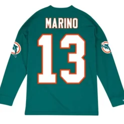 Men Mitchell & Ness T-Shirts & Tops-Name & Number Longsleeve Miami Dolphins Dan Marino