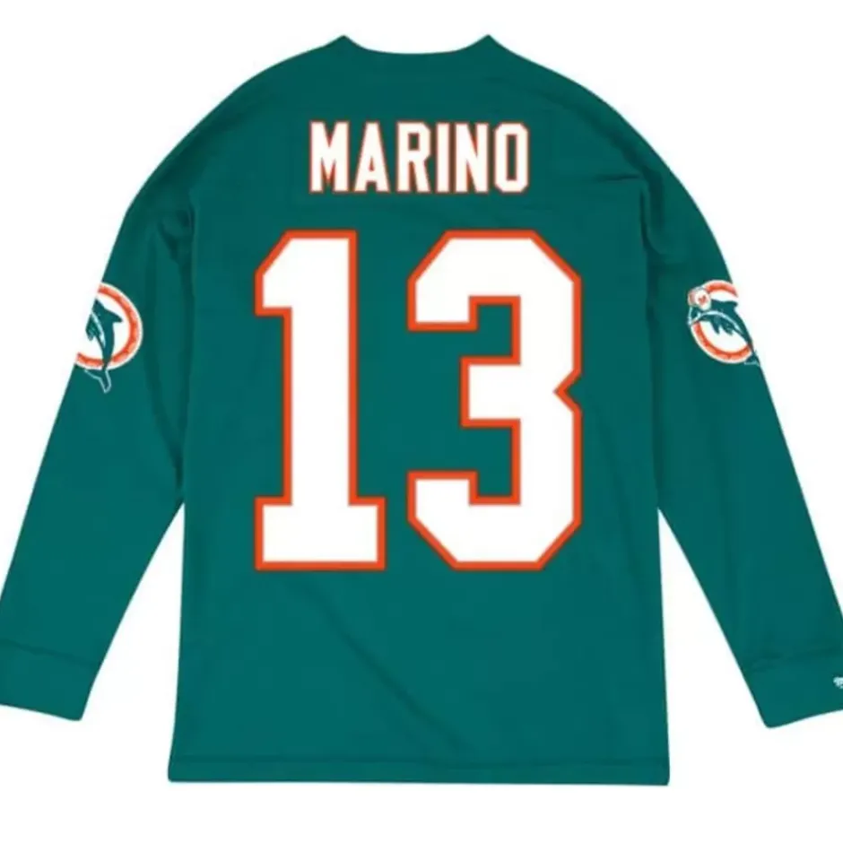 Men Mitchell & Ness T-Shirts & Tops-Name & Number Longsleeve Miami Dolphins Dan Marino