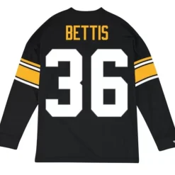 Men Mitchell & Ness T-Shirts & Tops-Name & Number Longsleeve Pittsburgh Steelers Jerome Bettis