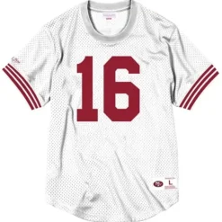 Men Mitchell & Ness T-Shirts & Tops-Name & Number Mesh Crew Neck San Francisco 49Ers Joe Montana