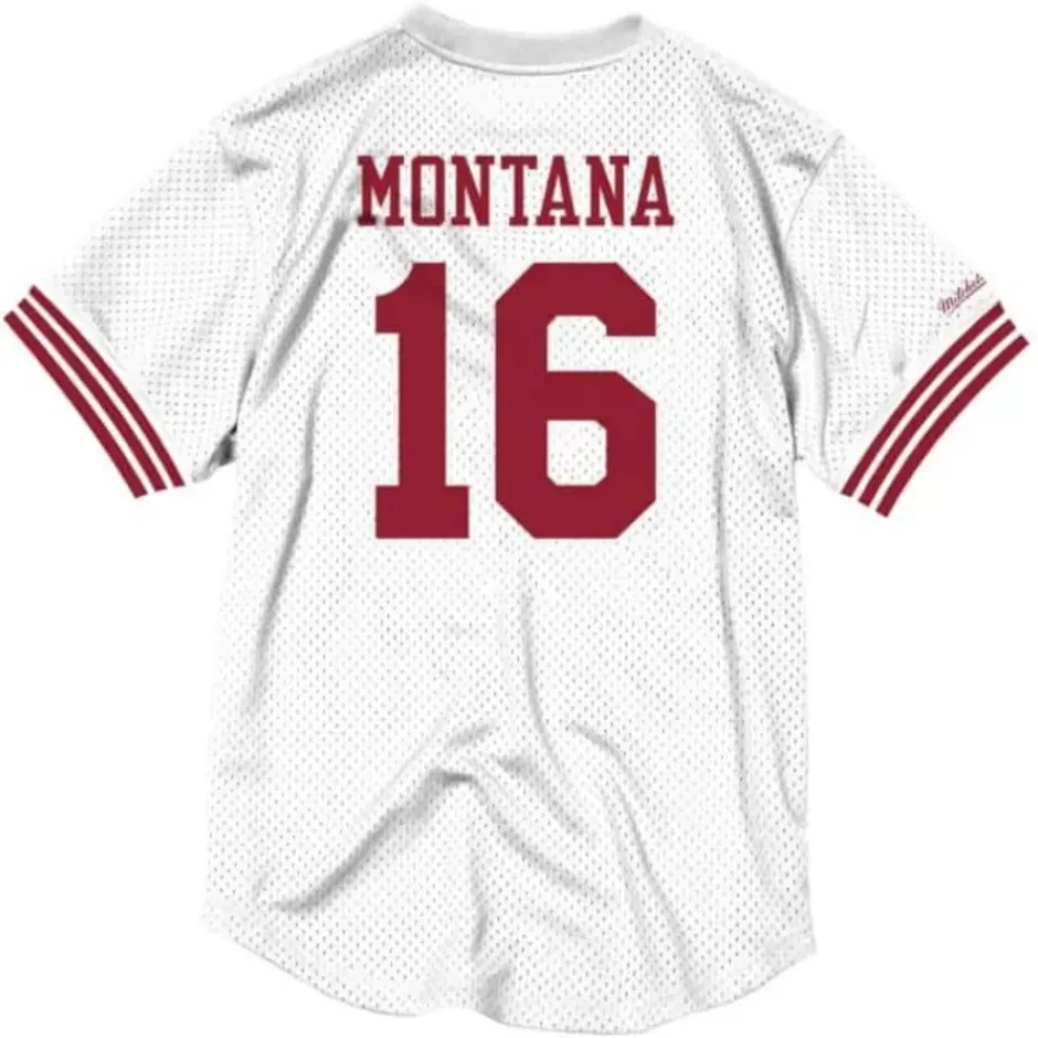 Men Mitchell & Ness T-Shirts & Tops-Name & Number Mesh Crew Neck San Francisco 49Ers Joe Montana