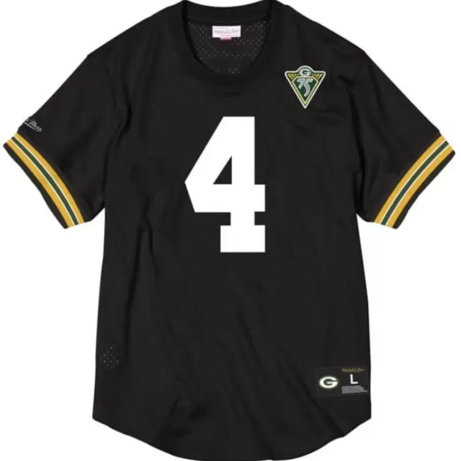 Men Mitchell & Ness T-Shirts & Tops-Name & Number Mesh Crew Neck Green Bay Packers Brett Favre