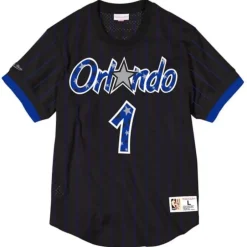 Men Mitchell & Ness T-Shirts & Tops-Name & Number Mesh Crewneck Orlando Magic Penny Hardaway