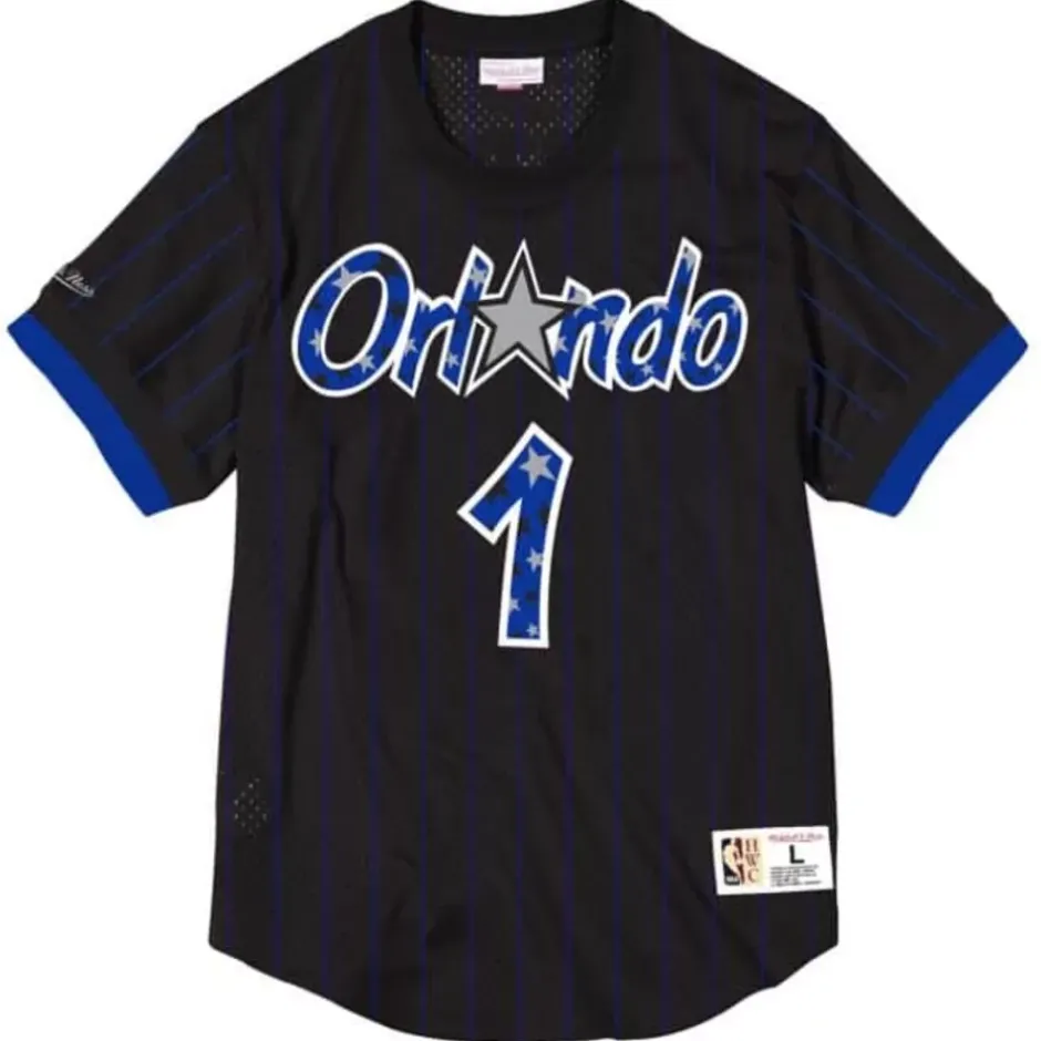 Men Mitchell & Ness T-Shirts & Tops-Name & Number Mesh Crewneck Orlando Magic Penny Hardaway