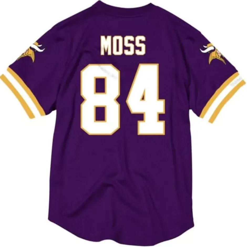 Men Mitchell & Ness T-Shirts & Tops-Name & Number Mesh Crewneck Minnesota Vikings Randy Moss
