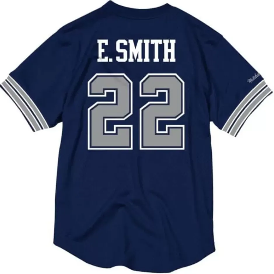 Men Mitchell & Ness T-Shirts & Tops-Name & Number Mesh Crewneck Dallas Cowboys Emmitt Smith