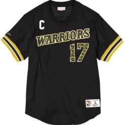 Men Mitchell & Ness T-Shirts & Tops-Name & Number Mesh Crewneck Golden State Warriors Chris Mullin