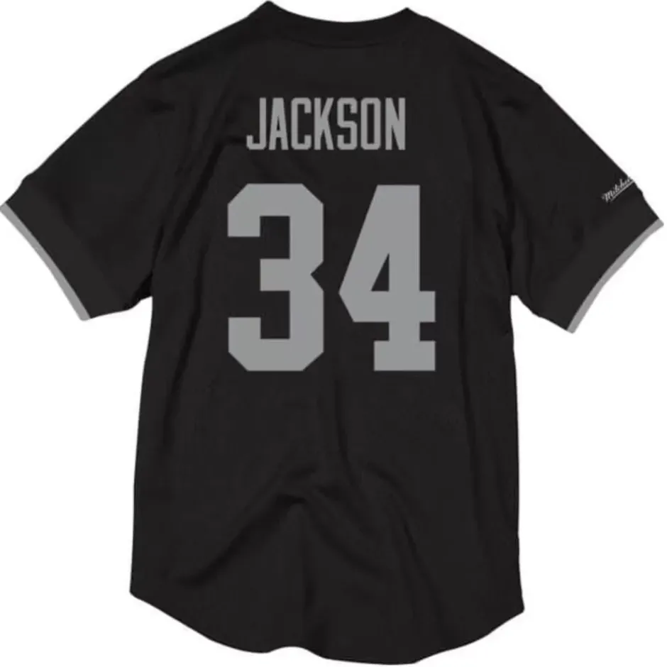 Men Mitchell & Ness T-Shirts & Tops-Name & Number Mesh Crewneck Los Angeles Raiders Bo Jackson