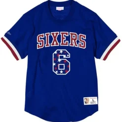 Men Mitchell & Ness T-Shirts & Tops-Name & Number Mesh Crewneck Philadelphia 76Ers Julius Erving