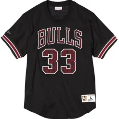 Men Mitchell & Ness T-Shirts & Tops-Name & Number Mesh Crewneck Chicago Bulls Scottie Pippen