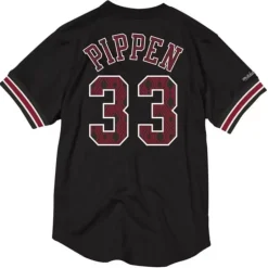 Men Mitchell & Ness T-Shirts & Tops-Name & Number Mesh Crewneck Chicago Bulls Scottie Pippen