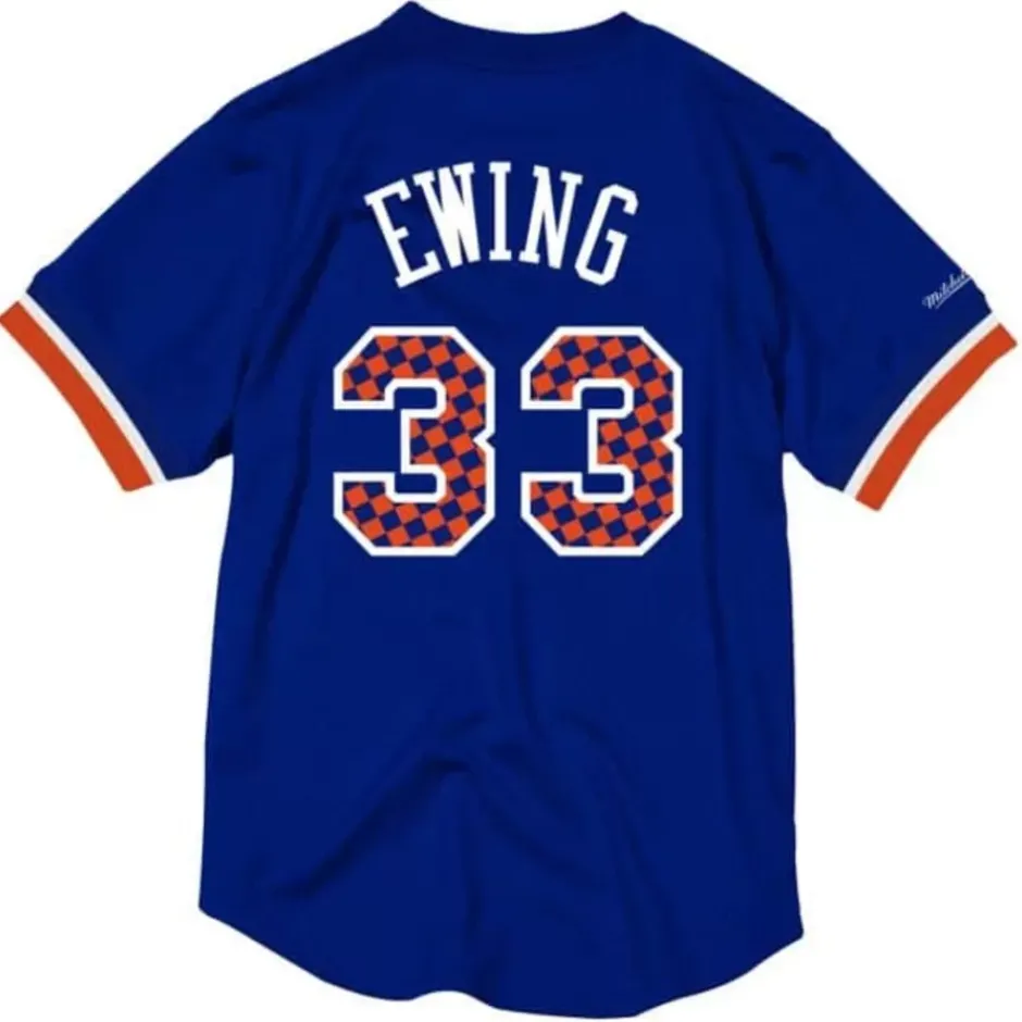 Men Mitchell & Ness T-Shirts & Tops-Name & Number Mesh Crewneck New York Knicks Patrick Ewing