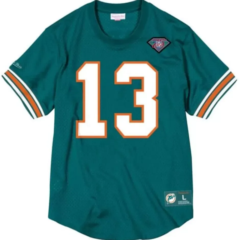 Men Mitchell & Ness T-Shirts & Tops-Name & Number Mesh Crewneck Miami Dolphins Dan Marino