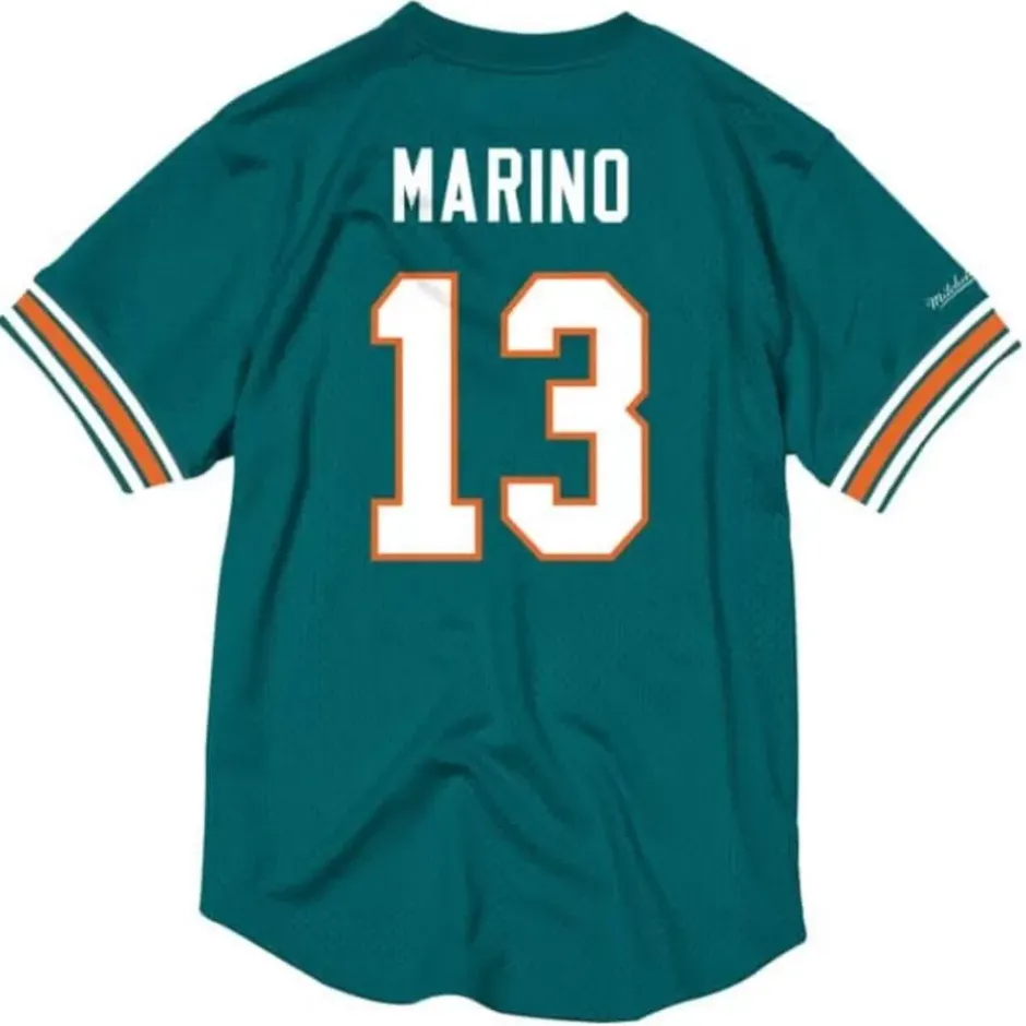 Men Mitchell & Ness T-Shirts & Tops-Name & Number Mesh Crewneck Miami Dolphins Dan Marino