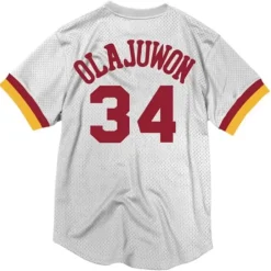 Men Mitchell & Ness T-Shirts & Tops-Name & Number Mesh Crewneck Houston Rockets Hakeem Olajuwon