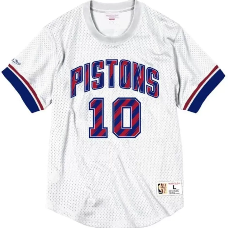 Men Mitchell & Ness T-Shirts & Tops-Name & Number Mesh Crewneck Detroit Pistons Dennis Rodman