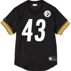 Men Mitchell & Ness T-Shirts & Tops-Name & Number Mesh Crewneck Pittsburgh Steelers Troy Polamalu