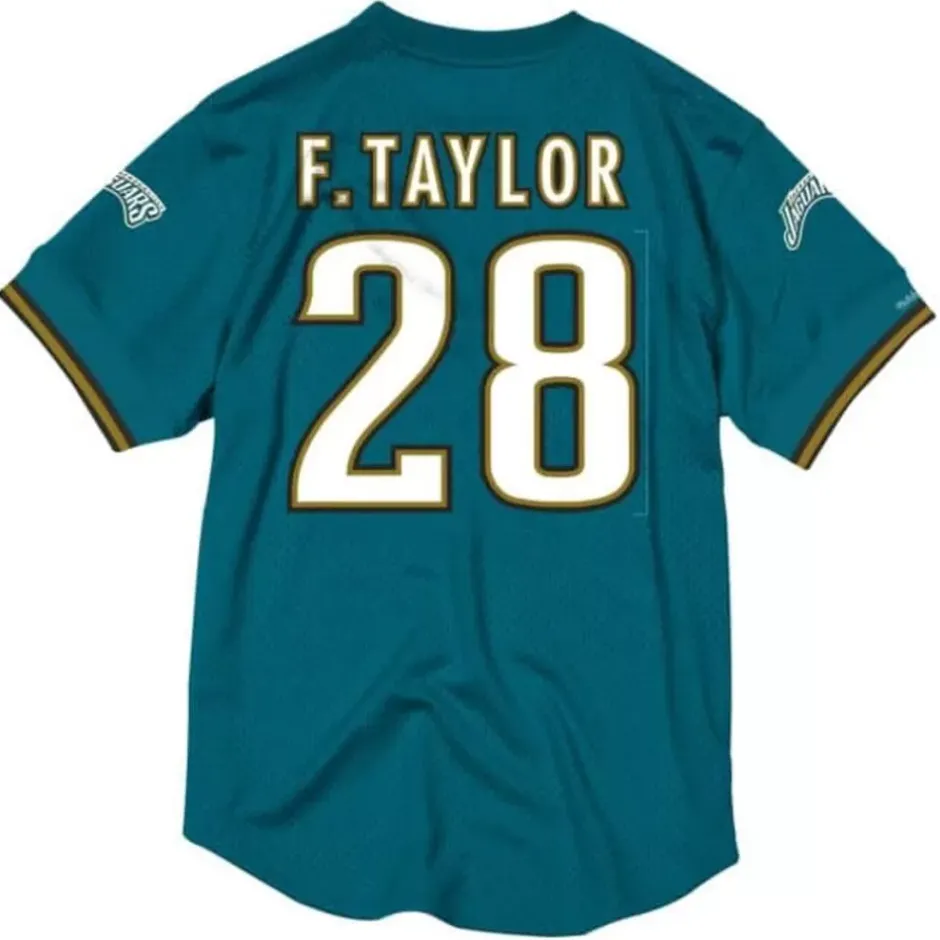 Men Mitchell & Ness T-Shirts & Tops-Name & Number Mesh Crewneck Jacksonville Jaguars Fred Taylor