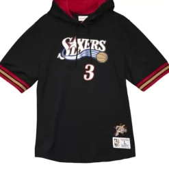 Men Mitchell & Ness T-Shirts & Tops-Name & Number Mesh Ss Hoodie Philadelphia 76Ers 2001 Allen Iverson