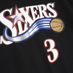 Men Mitchell & Ness T-Shirts & Tops-Name & Number Mesh Ss Hoodie Philadelphia 76Ers 2001 Allen Iverson