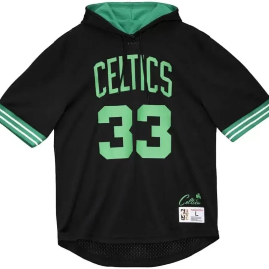 Men Mitchell & Ness T-Shirts & Tops-Name & Number Mesh Ss Hoodie Boston Celtics 1986 Larry Bird