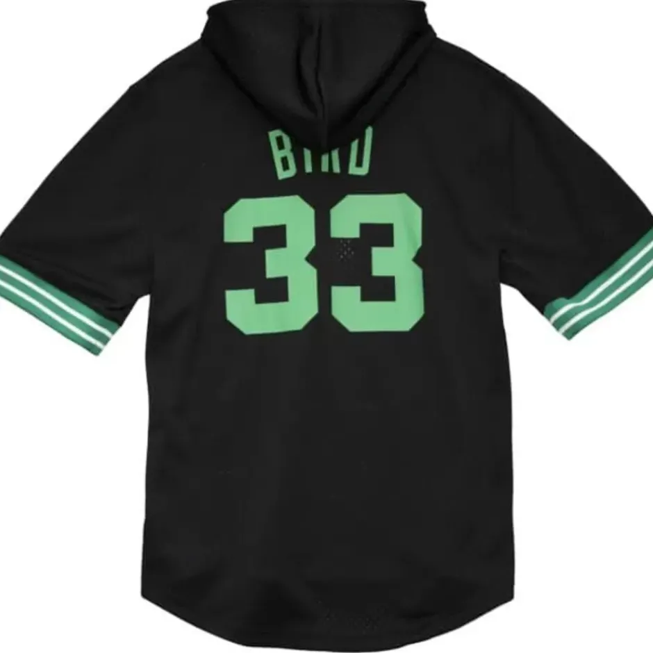 Men Mitchell & Ness T-Shirts & Tops-Name & Number Mesh Ss Hoodie Boston Celtics 1986 Larry Bird