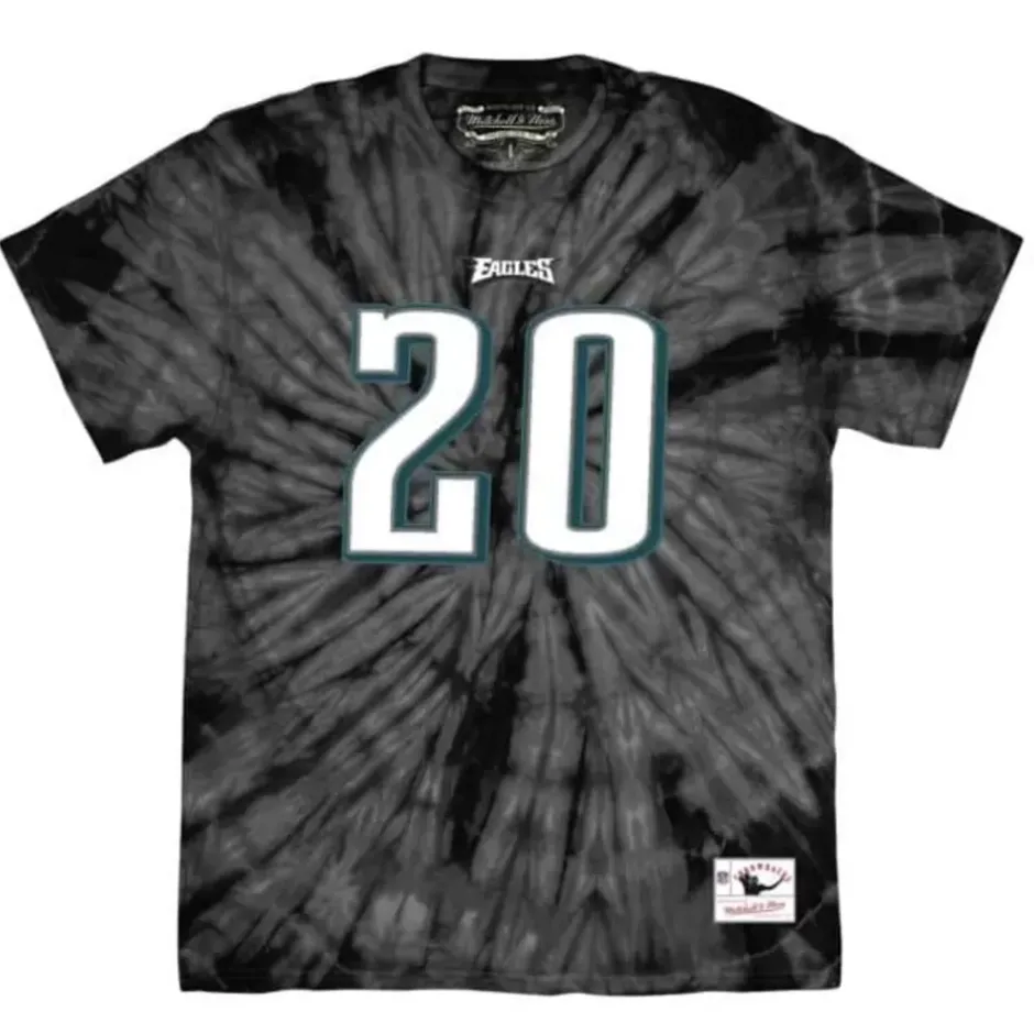Men Mitchell & Ness T-Shirts & Tops-Name & Number Spider Tee Philadelphia Eagles 2004 Brian Dawkins