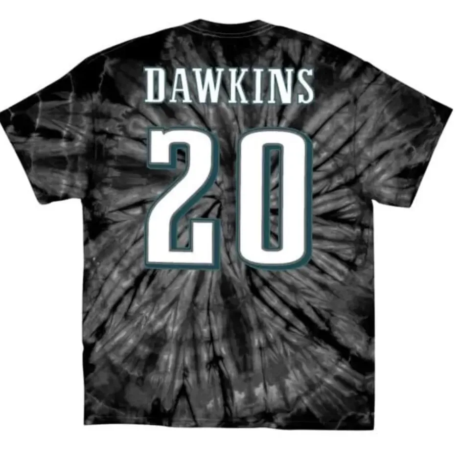 Men Mitchell & Ness T-Shirts & Tops-Name & Number Spider Tee Philadelphia Eagles 2004 Brian Dawkins