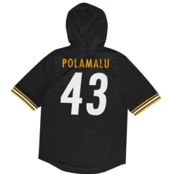 Men Mitchell & Ness Hoodies & Sweatshirts-Name & Number Ss Hoodie Pittsburgh Steelers 2005 Troy Polamalu