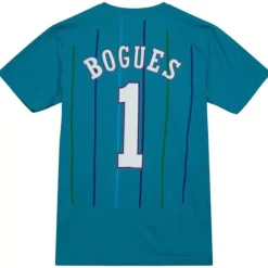 Men Mitchell & Ness T-Shirts & Tops-Name & Number Tee Charlotte Hornets 1993-94 Muggsy Bogues