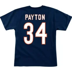 Men Mitchell & Ness T-Shirts & Tops-Name & Number Tee Chicago Bears Walter Payton