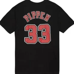 Men Mitchell & Ness T-Shirts & Tops-Name & Number Tee Chicago Bulls 1996-97 Scottie Pippen