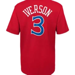 Youth Mitchell & Ness Big Kids-Name & Number Tee Philadelphia 76Ers Allen Iverson