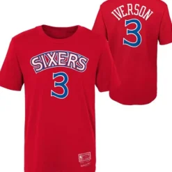 Youth Mitchell & Ness Big Kids-Name & Number Tee Philadelphia 76Ers Allen Iverson