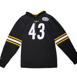 Men Mitchell & Ness Hoodies & Sweatshirts-Name And Number Fleece Hoodie Pittsburgh Steelers 2006 Troy Polamalu