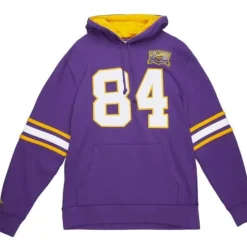 Men Mitchell & Ness Hoodies & Sweatshirts-Name And Number Fleece Hoodie Minnesota Vikings 2000 Randy Moss