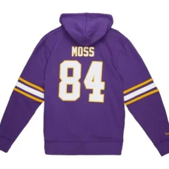 Men Mitchell & Ness Hoodies & Sweatshirts-Name And Number Fleece Hoodie Minnesota Vikings 2000 Randy Moss