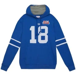 Men Mitchell & Ness Hoodies & Sweatshirts-Name And Number Fleece Hoodie Indianapolis Colts 2006 Peyton Manning