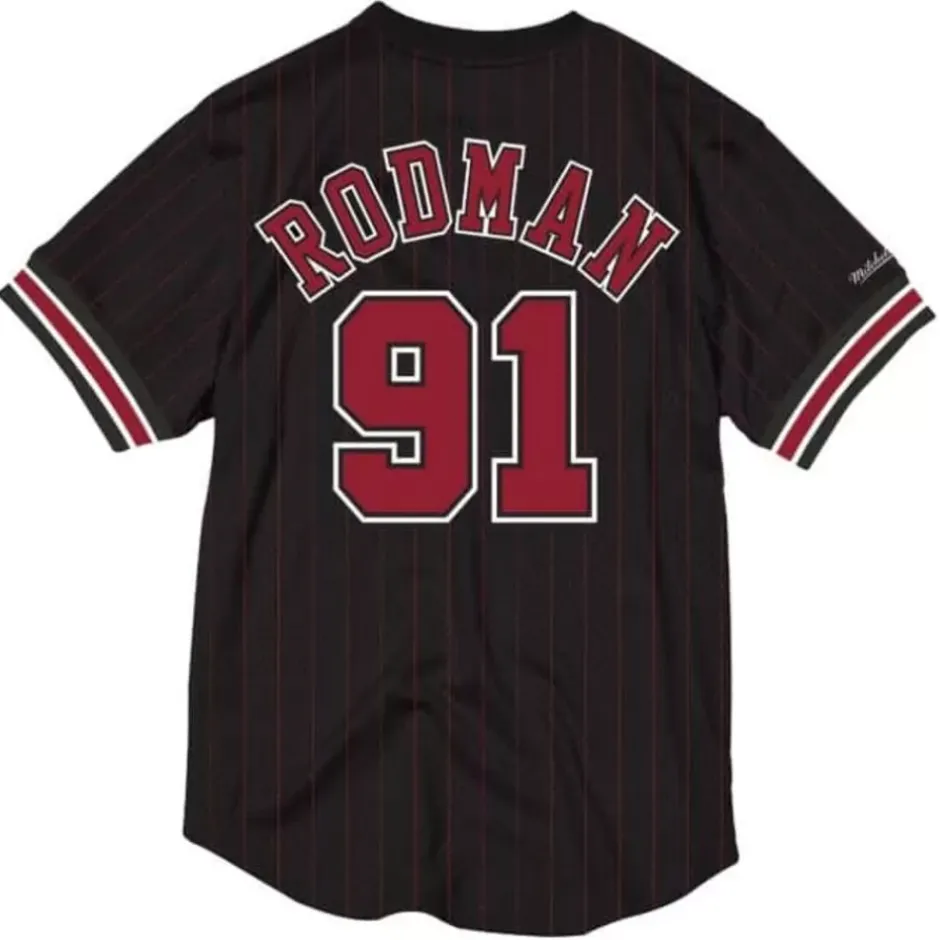 Men Mitchell & Ness T-Shirts & Tops-Name And Number Mesh Top Chicago Bulls 1996-97 Dennis Rodman