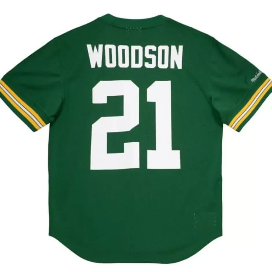 Men Mitchell & Ness T-Shirts & Tops-Name And Number Mesh Top Green Bay Packers 2010 Charles Woodson